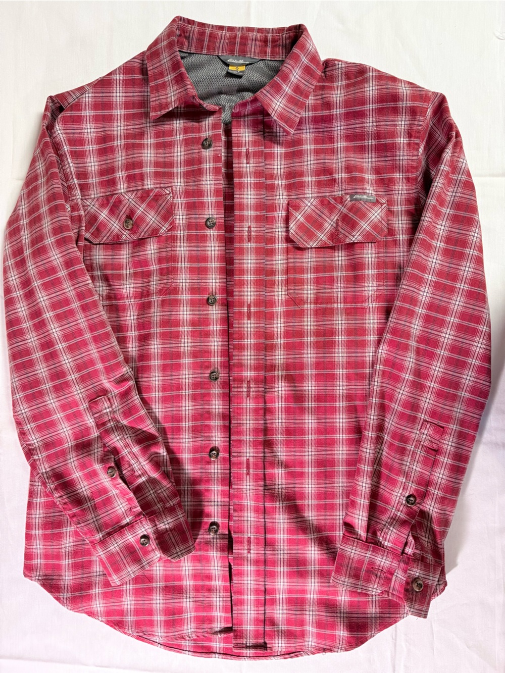 Eddie Bauer Red Plaid Button-Down Workshirt